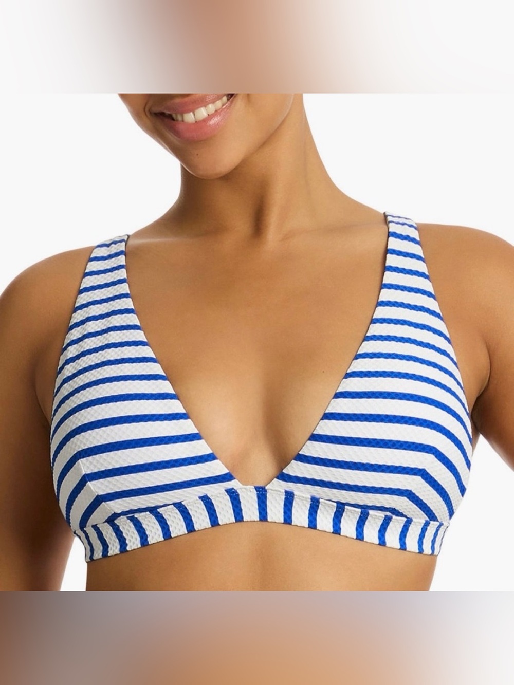 Sea Level Almalfi Triangle Bikini Top Blue and White Striped